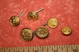 6 Small Vintage Military Brass Buttons 2 have P on front - Picture 1 of 1