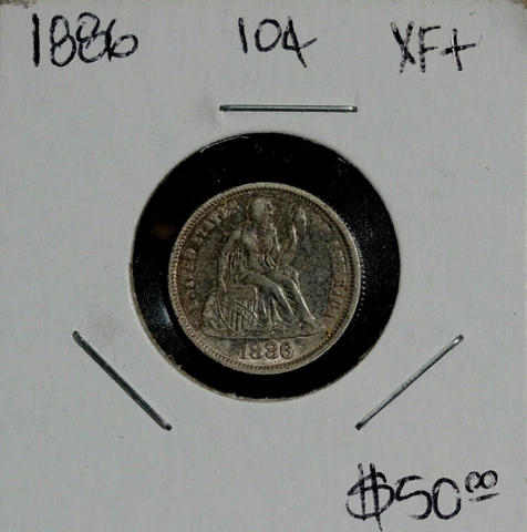 1886 Seated Liberty 10C XF Cover