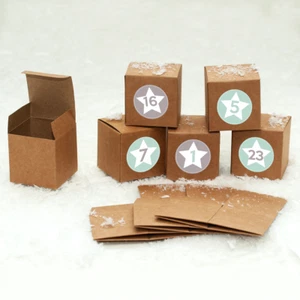Adventskalender zum Befüllen Schachteln kraft + Zahlensticker 'Nico' mint & grau - Bild 1 von 2