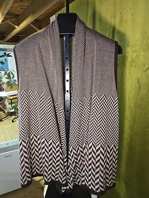 Chaleco Kim Rogers Mujer Talla 3X Frente Abierto Chevron Marrón Foto 1 de 4