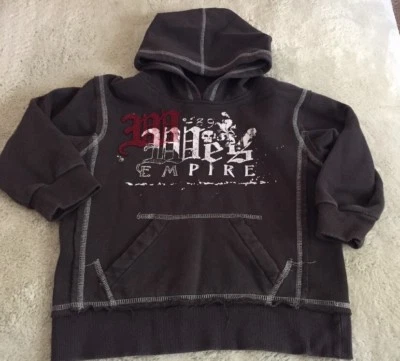 Sudadera con Capucha Wes & Willy Boys Gris Blanco Costura Calavera Look Vintage Manga Larga 4T  Foto 1 de 4