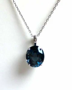 Fabulous 3.70 Carat London Blue Topaz Beautiful Necklace In 935 Argentium Silver - Picture 1 of 9