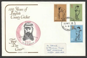 1973 COUNTY CRICKET SET DI 3 SG928/SG930 SU COTSWOLD FDC CON ANNULLAMENTO SCOZZESE - Foto 1 di 1