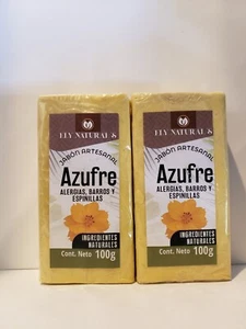 JABON DE AZUFRE SULFUR SOAP (2 pack) Artesanal "Piel Grasa, Acne, Espinillas" - Picture 1 of 2