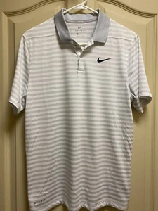 Men’s Nike Golf Shirt, Silver/White Stripe, Small - Picture 1 of 5