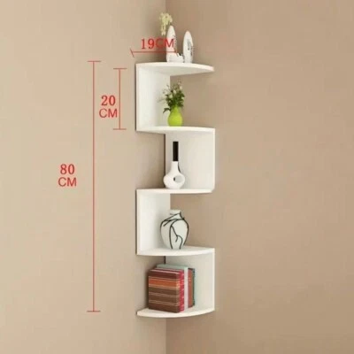 Libreria Scaffale Mensole Parete Angolare Moderna 5 Ripiani ad Angolo bianca - Immagine 1 di 4