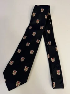 Vintage Ben Silver Charleston & London reine englische Seide schwarze Krawatte Löwenwappen - Bild 1 von 8
