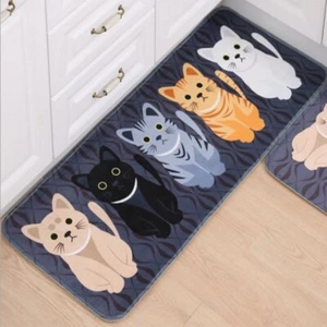 Rectangle Cartoon Lovely Cats Kitty Pattern Mat Rug For Stairway Toilet Floor Be - Picture 1 of 5