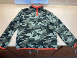 Crazy 8 BOYS Green Camo w/ Orange Trim Pocketed Pullover Jacket Size L (10-12) - Picture 1 of 5