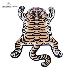 Hand Tufted Wool Rug, Animal Shape Rug, Tibetan Tiger Skin Area Rug 3x5 ft - Picture 1 of 7