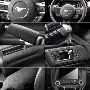 Alcantara Console Gear Shift Steering Wheel Trim Cover For Ford Mustang 2015-22 - Picture 1 of 22