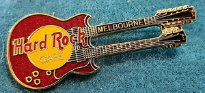 MELBOURNE AUSTRALIA HORIZONTAL RED DOUBLE NECK GIBSON GUITAR Hard Rock Cafe PIN - Picture 1 of 1