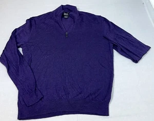 Jos. A. Bank Sweater XL Mens Traveler Purple 100% Merino 1/4 zip pullover mens - Picture 1 of 11