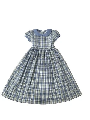 Strasburg Girl's Size 3Y Blue/Green Long Plaid Dress Button Back Short Sleeves - Image 1 of 4