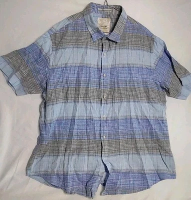 Camisa a Cuadros Tasso Elba Island Para Hombres XL Mezcla de Lino Azul Foto 1 de 4