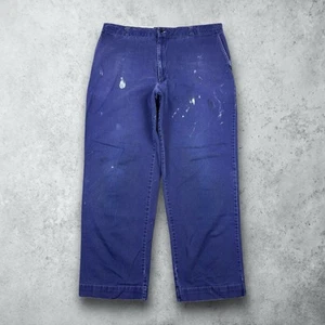 Pantaloni chino uomo vintage verniciati invecchiati francesi da lavoro sbiaditi taglia 37x29 - Foto 1 di 10