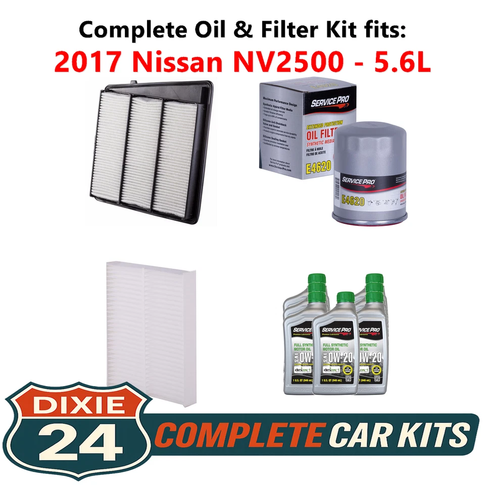 2017 Nissan NV2500 5.6L Complete Air, Oil & Cabin Filter Kit (0W-20) - Imagem 1 de 4
