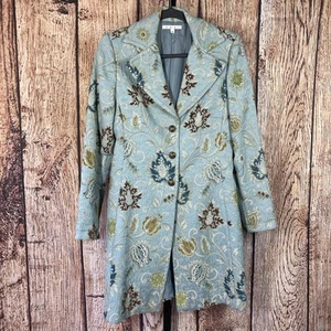 cAbi Guinevere Jacobean Floral Tapestry Brocade Coat Women Size 4 Lined 3 button - Picture 1 of 7