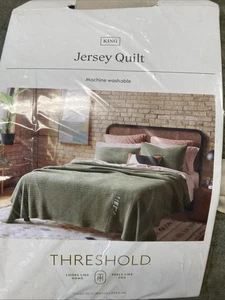 King Jersey Quilt Dark Olive Green Heather - Threshold: Cotton Knitted - Picture 1 of 8