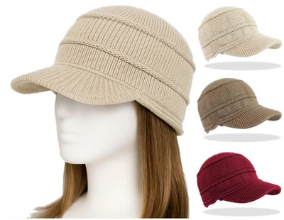 Unisex Schirmmütze Damen Winter Strickmütze Herren Cap Kappe ohne Futter - Bild 1 von 2