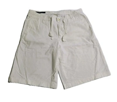 Perry Ellis Linen Blend Flat Front White Casual Shorts Size 30 Drawstring - Image 1 of 4