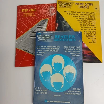3 Easy Electronic Keyboard Song Books Beginners Beatles Movies Step 1 (1975) Vtg - Image 1 of 4