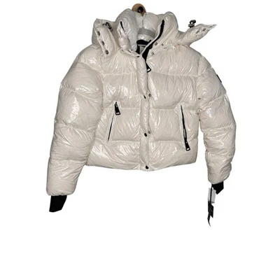 NUEVO CON ETIQUETAS SAM Jordy Chaqueta en Blanco Perla Abajo Resistente al Viento y al Agua Recortada Foto 1 de 4