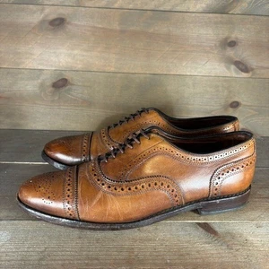 allen edmonds strand mens size 10 shoes brown leather cap toe dress work oxfords - Picture 1 of 10