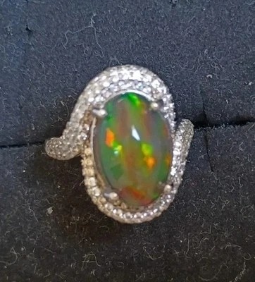 Кольцо с натуральным черным опалом, уникальное - Изображение 1 из 4