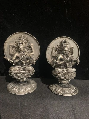 2 шт. отличные тибетские серебряные статуэтки ручной работы *Будда* - Изображение 1 из 4