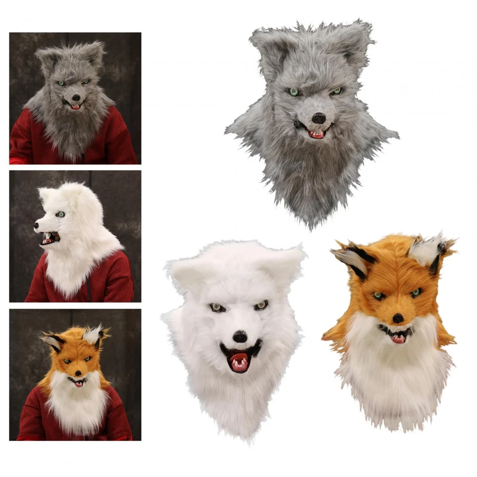 Maschera di volpe Props Maschera a testa intera di animale realistico per il - Immagine 1 di 1