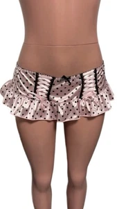 Rave Shiny Pink Black Dotted Low Rise Micro Mini Skirt S New Garters Cosplay - Picture 1 of 3