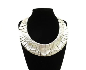 VTG Les Bernard Unsigned Silver Metal Cleopatra Egyptian Revival Collar Necklace - Picture 1 of 10