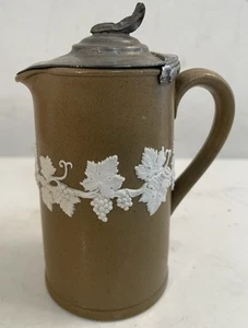 Antike Dudson Jasper Ware Jasperware Zinn Deckel Krug Milchkännchen Spender 4,75" - Bild 1 von 14
