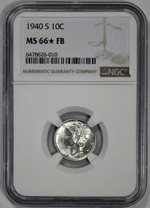 1940-S Mercury 10c Dime NGC MS 66* FB Looks Proof Like Full Bands - Picture 1 of 4
