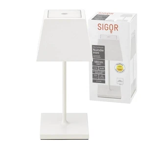 B-Ware Nuindie Mini LED Akku Tischleuchte Außentischleuchte IP54 weiß eckig Sigo - Picture 1 of 4