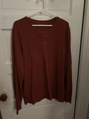 Vince Maroon Henley Long Sleeve Front Button Shirt Men's Size XL EUC - Image 1 of 3
