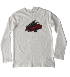 Crewcuts Christmas Truck Long Sleeve White Shirt Boys Size L 10/11 - Picture 1 of 10