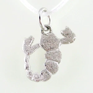 CIONDOLO ORO 18 KT SCORPIONE ZODIACALE BIANCO PENDENTE DIAMANTATO UNISEX RODIATO - Picture 1 of 4