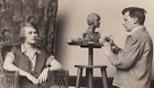 1925 Press Photo Champ Diver Aileen Riggin Poses for Artist Gerome Brush Statue