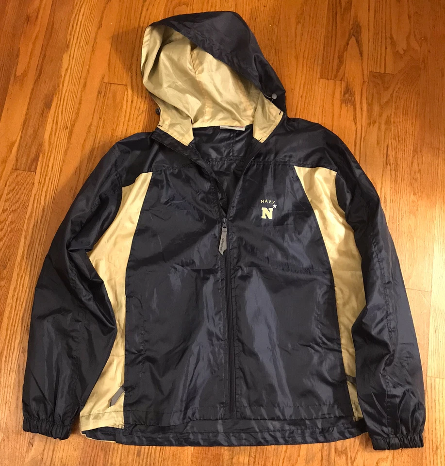 Chaqueta cortavientos con capucha con logotipo grande para hombre US Navy College AAD63 Foto 1 de 1