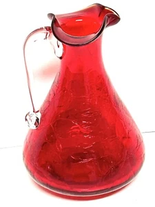 JARRA DE VIDRIO SOPLADO VINTAGE ROJO CRUJIENTE 4 1/2 PULGADAS - Imagen 1 de 6