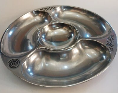 "Plato de plato de 14"" Wilton Armetale, Reggae, redondo, servidor de varios compartimentos"  Foto 1 de 4