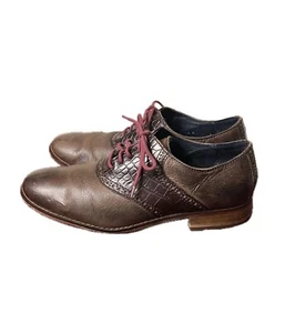 Cole Haan Air Mens Crocodile Brown Oxford Dress Casual Shoes Size 9 - Picture 1 of 17