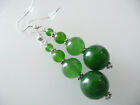 Vintage Deco Style Chinese NephriteJade Long Drop Dangle Earrings Jewellery Gift