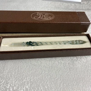 D. NORE Paris Murano Glass Pen Swirl Blue/Clear Original Box Hand Made France - Picture 1 of 15