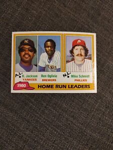 1981 Topps Home Run Leaders Mike Schmidt Reggie Jackson Ben Oglivie #2 (Card B)