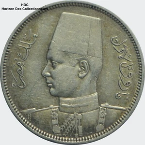ÉGYPTE,  5 Piastres roi Farouk AH1356 1937 Argent - Picture 1 of 2