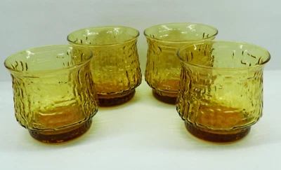 Juego de cuatro vasos ámbar Mid Century Juice Old Fashion Rocks Tiki Cocktail 3" Foto 1 de 4