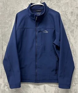 L.L. Bean Jacket Mens Extra Large Blue Softshell Full Zip Logo Outdoor Mock Neck - Picture 1 of 10